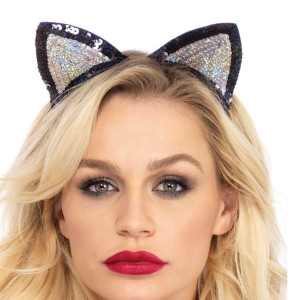 Serre tête oreilles de chat sequins Leg Avenue pour le Pet Play