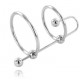 Double cockring en acier inox avec plug d'urètre et boule sperm-stopper