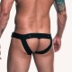 Jockstrap avec cokring simili cuir fesses nues