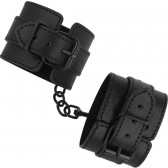 Menottes de bondage cuir végétal noir - Bondage Malins-Plaisirs