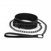 Collier BDSM noir avec laisse Black Line - Accessoire de bondage
