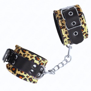 Menottes léopard et cuir - Accessoires bondage Malins-Plaisirs