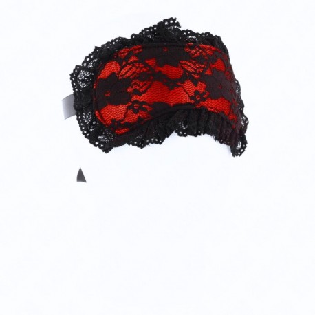 Bandeau BDSM dentelle rouge et noire - Bondage soft Malins-Plaisirs