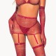 Ensemble 5 pièces rouge avec strass - Lingerie soumise Malins-Plaisirs
