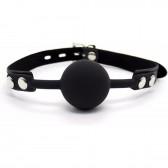 Bâillon ball-gag classique silicone noir - Boutique BDSM