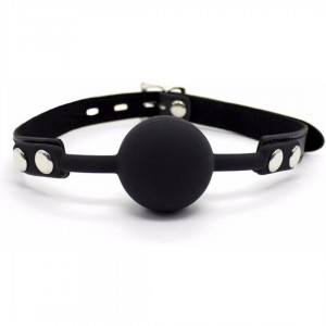 Bâillon ball-gag classique silicone noir - Boutique BDSM