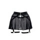 Mini jupe en mesh noir transparent avec harnais porte-jarretelles