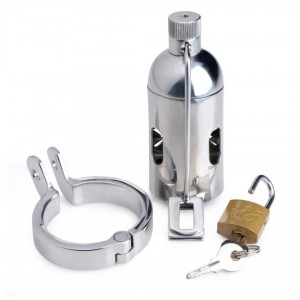 Cage de chasteté à pointes Pleasure Dom avec cadenas et anneau pénien