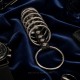 Cockring long KINK 7 anneaux métal et cuir – vue complète