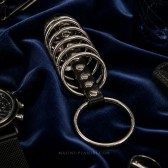 Cockring long KINK 7 anneaux métal et cuir – vue complète